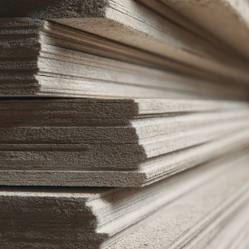 Narezané sadrokartónové dosky uložené v priestore rekonštrukcie 2